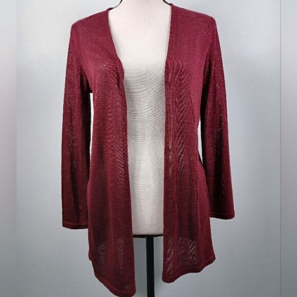 ‼️final must bundle‼️ Burgundy Lightweight Knit Cardigan Open Front - Picture 1 of 7